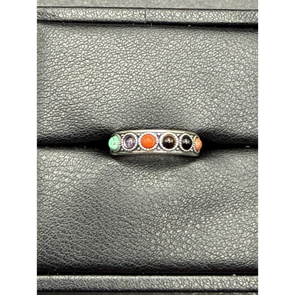 New Condition Sterling Multi Gemstone Ring Size 7 J23